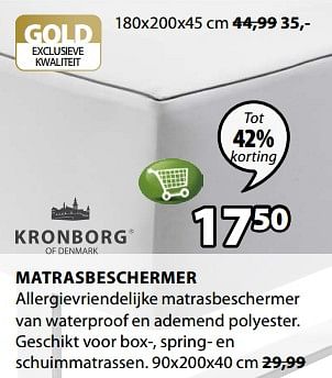 Promoties Matrasbeschermer - Kronborg - Geldig van 08/10/2018 tot 20/10/2018 bij Jysk