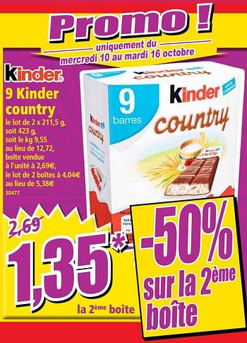 Promotions 9 kinder country - Kinder - Valide de 10/10/2018 à 16/10/2018 chez Norma