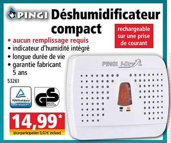 Promotions Déshumidiicateur compact - Pingi - Valide de 10/10/2018 à 16/10/2018 chez Norma
