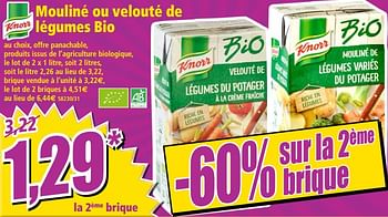 Promotions Mouliné ou velouté de légumes bio - Knorr - Valide de 10/10/2018 à 16/10/2018 chez Norma