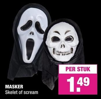 Promoties Masker skelet of scream - Huismerk - Big Bazar - Geldig van 08/10/2018 tot 21/10/2018 bij Big Bazar