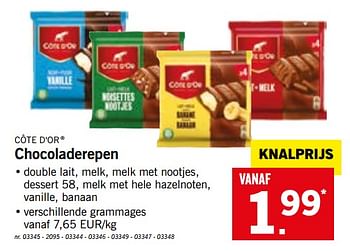 Promoties Chocoladerepen - Cote D'Or - Geldig van 15/10/2018 tot 20/10/2018 bij Lidl