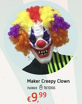 Promoties Maker creepy clown - Huismerk - Dreamland - Geldig van 11/10/2018 tot 31/10/2018 bij Dreamland