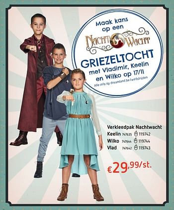 Promoties Verkleedpak nachtwacht wilko - Huismerk - Dreamland - Geldig van 11/10/2018 tot 31/10/2018 bij Dreamland