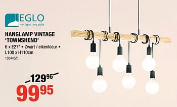 Promoties Hanglamp vintage `townshend` - Eglo - Geldig van 04/10/2018 tot 21/10/2018 bij HandyHome