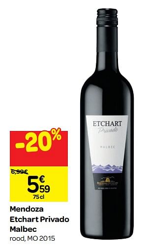 Promoties Mendoza etchart privado malbec - Rode wijnen - Geldig van 26/09/2018 tot 23/10/2018 bij Carrefour