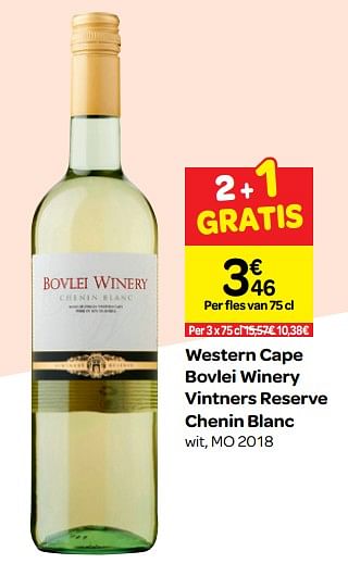 Promoties Western cape bovlei winery vintners reserve chenin blanc - Witte wijnen - Geldig van 26/09/2018 tot 23/10/2018 bij Carrefour