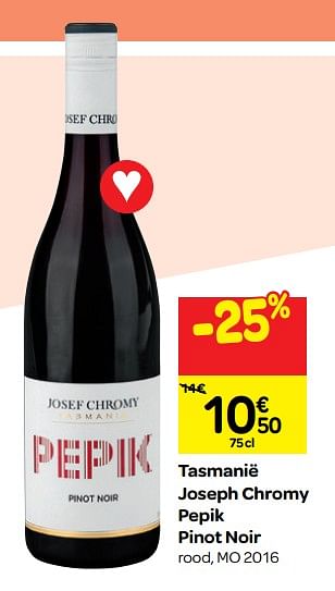 Promoties Tasmanië joseph chromy pepik pinot noir - Rode wijnen - Geldig van 26/09/2018 tot 23/10/2018 bij Carrefour