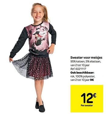 Promoties Sweater voor meisjes - Huismerk - Carrefour  - Geldig van 10/10/2018 tot 22/10/2018 bij Carrefour