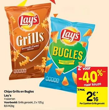 Promoties Chips grills en bugles lay`s - Lay's - Geldig van 10/10/2018 tot 22/10/2018 bij Carrefour