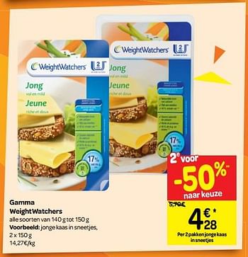 Promoties Jonge kaas in sneetjes - Weight Watchers - Geldig van 10/10/2018 tot 22/10/2018 bij Carrefour