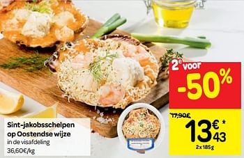 Promotions Sint-jakobsschelpen op oostendse wijze - Produit maison - Carrefour  - Valide de 10/10/2018 à 16/10/2018 chez Carrefour