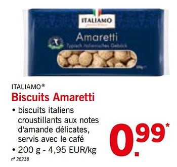 Promotions Biscuits amaretti - Italiamo - Valide de 15/10/2018 à 20/10/2018 chez Lidl