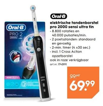 Promoties Elektrische tandenborstel pro2000 sensi ultra thin - Oral-B - Geldig van 10/10/2018 tot 16/10/2018 bij Blokker