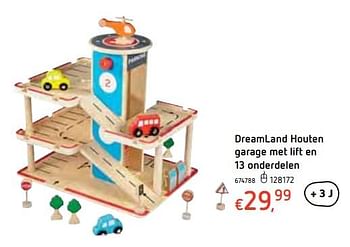 Promoties Dreamland houten garage met lift en 13 onderdelen - Huismerk - Dreamland - Geldig van 18/10/2018 tot 06/12/2018 bij Dreamland