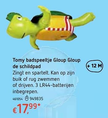Promoties Tomy badspeeltje gloup gloup de schildpad - Tomy - Geldig van 18/10/2018 tot 06/12/2018 bij Dreamland
