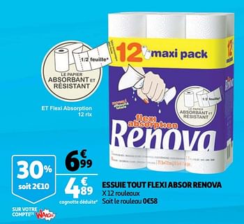 Promotions Essuie tout flexi absor renova - Renova - Valide de 10/10/2018 à 16/10/2018 chez Auchan Ronq