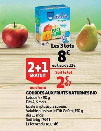 Promotions Gourdes aux fruits naturnes bio - Nestlé - Valide de 10/10/2018 à 16/10/2018 chez Auchan Ronq