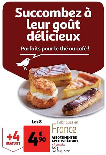 Promoties Assortiment de 4 petits gâteaux - Huismerk - Auchan - Geldig van 10/10/2018 tot 16/10/2018 bij Auchan