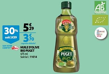 Promotions Huile d`olive bio puget - Puget - Valide de 10/10/2018 à 16/10/2018 chez Auchan Ronq