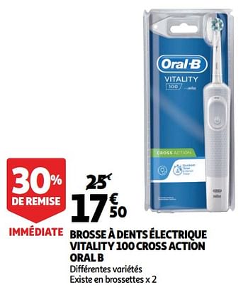 Promotions Brosse à dents électrique vitality 100 cross action oral b - Oral-B - Valide de 10/10/2018 à 16/10/2018 chez Auchan Ronq