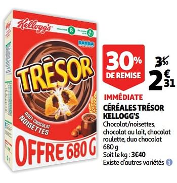 Promotions Céréales trésor kellogg`s - Kellogg's - Valide de 10/10/2018 à 16/10/2018 chez Auchan Ronq