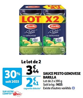 Promotions Sauce pesto genovese barilla - Barilla - Valide de 10/10/2018 à 16/10/2018 chez Auchan Ronq