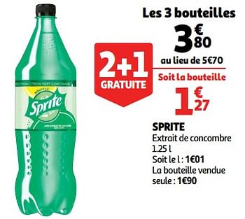 Promotions Sprite extrait de concombre - Sprite - Valide de 10/10/2018 à 16/10/2018 chez Auchan Ronq