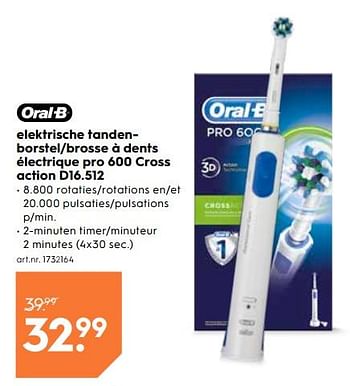 Een centrale tool die een belangrijke rol speelt Gedetailleerd Pilfer Oral-B Oral-b -brosse à dents électrique pro 600 cross action d16.512 -  Promotie bij Blokker