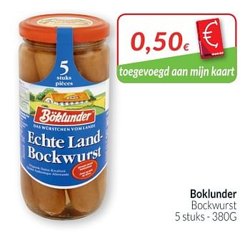 Promoties Boklunder bockwurst - Böklunder - Geldig van 01/10/2018 tot 31/10/2018 bij Intermarche