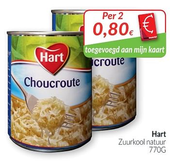 Promoties Hart zuurkool natuur - Hart - Geldig van 01/10/2018 tot 31/10/2018 bij Intermarche