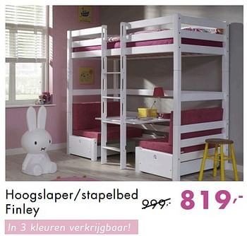 Promotions Hoogslaper-stapelbed finley - Produit Maison - Baby & Tiener Megastore - Valide de 03/10/2018 à 24/10/2018 chez Baby & Tiener Megastore
