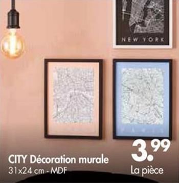 Promotions City décoration murale - Produit maison - Casa - Valide de 01/10/2018 à 28/10/2018 chez Casa
