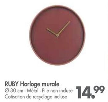 Promotions Ruby horloge murale - Produit maison - Casa - Valide de 01/10/2018 à 28/10/2018 chez Casa