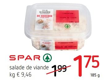 Promotions Salade de viande - Spar - Valide de 11/10/2018 à 24/10/2018 chez Spar (Colruytgroup)