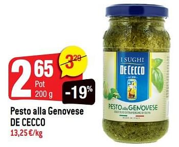 Promotions Pesto alla genovese de cecco - De Cecco - Valide de 17/10/2018 à 23/10/2018 chez Smatch