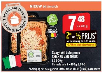 Promoties Spaghetti bolognese smaken van thuis - Huismerk - Smatch - Geldig van 17/10/2018 tot 23/10/2018 bij Smatch