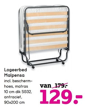 Promoties Logeerbed malpensa - Huismerk - Leen Bakker - Geldig van 08/10/2018 tot 21/10/2018 bij Leen Bakker