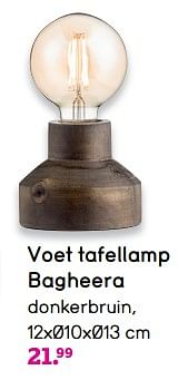 Promoties Voet tafellamp bagheera - Huismerk - Leen Bakker - Geldig van 08/10/2018 tot 21/10/2018 bij Leen Bakker