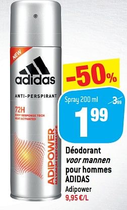 Promoties Déodorant voor mannen pour hommes - Adidas - Geldig van 17/10/2018 tot 23/10/2018 bij Match