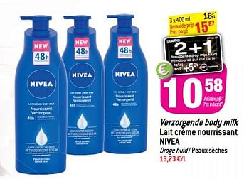 Promotions Verzorgende body milk lait crème nourrissant - Nivea - Valide de 17/10/2018 à 23/10/2018 chez Match