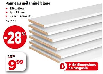Promotions Panneau mélaminé blanc - Produit maison - Mr. Bricolage - Valide de 09/10/2018 à 21/10/2018 chez Mr. Bricolage