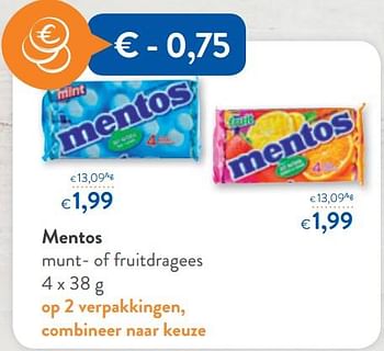 Promoties Mentos munt- of fruitdragees - Mentos - Geldig van 10/10/2018 tot 23/10/2018 bij OKay