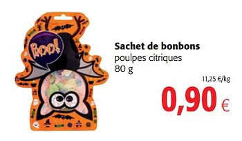 Promotions Sachet de bonbons poulpes citriques - Produit maison - Colruyt - Valide de 10/10/2018 à 23/10/2018 chez Colruyt