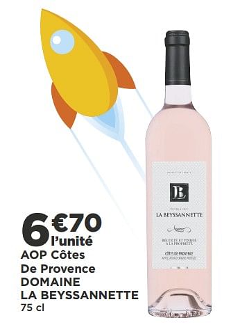Promotions Aop côtes de provence domaine la beyssannette - Vins rosé - Valide de 09/10/2018 à 21/10/2018 chez Super Casino