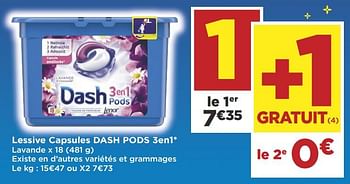 Promotions Lessive capsules dash pods 3en1 - Dash - Valide de 09/10/2018 à 21/10/2018 chez Super Casino