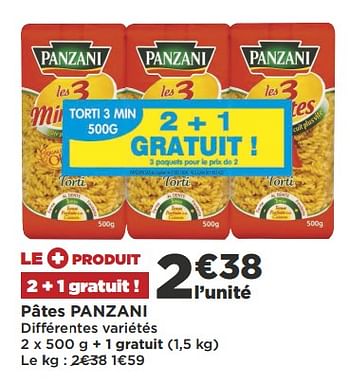 Promoties Pâtes panzani différentes variétés - Panzani - Geldig van 09/10/2018 tot 21/10/2018 bij Super Casino