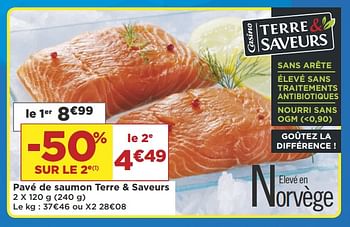 Promoties Pavé de saumon terre + saveurs - Huismerk - Casino - Geldig van 09/10/2018 tot 21/10/2018 bij Super Casino