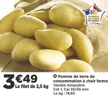 Promotions Pomme de terre de consommation à chair ferme - Produit Maison - Casino - Valide de 09/10/2018 à 21/10/2018 chez Super Casino