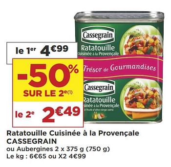 Promotions Ratatouille cuisinée à la provençale cassegrain - Cassegrain - Valide de 09/10/2018 à 21/10/2018 chez Super Casino
